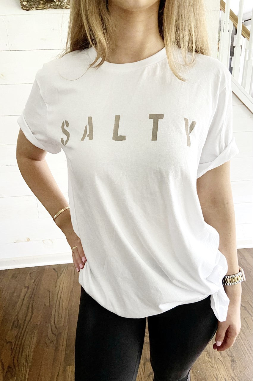 White SALTY ultra soft jersey knit t-shirt, Taupe