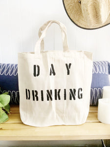 DAY DRINKING double bottle holding wine tote