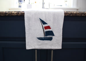 Set of 4 Nautical themed flour sack kitchen towels | gift idea | dish towels | beachy home accessories | tea towels | kitchen decor