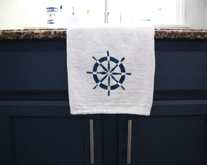 Set of 4 Nautical themed flour sack kitchen towels | gift idea | dish towels | beachy home accessories | tea towels | kitchen decor