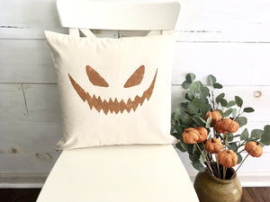 Hand Painted Jack-o-lantern face throw pillow cover