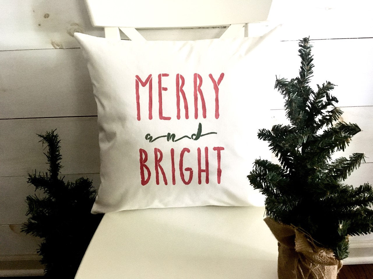 Merry and Bright Christmas Pillow Cover | Christmas pillow | holiday decor | Christmas throw pillow cover | Holiday throw pillow | pillow