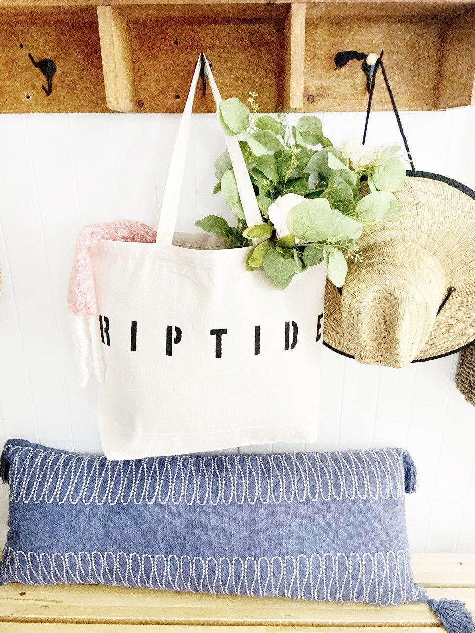 RIPTIDE over sized canvas tote